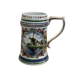 Delft Holland Windmill Vintage Beer Mug Stein 212